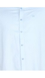 Men's Sky Blue Textured Slim Fit Casual Shirt - Image 4