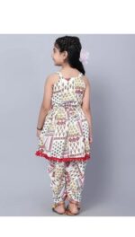 Girls'Printed Ethnic kurti & Dhoti Pant Set with Tassel Hem - Image 2