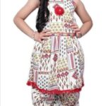 Girls'Printed Ethnic kurti & Dhoti Pant Set with Tassel Hem