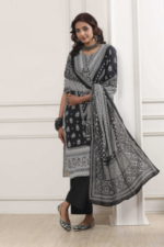 Black Cotton Kurta Churidar Set (Copy) - Image 2