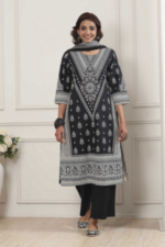 Black Cotton Kurta Churidar Set (Copy) - Image 4